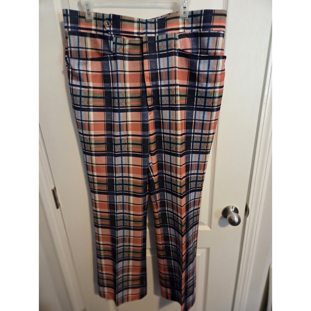 DI FINI Men's vintage 70s Multicolor Plaid golf Pants size 38 waist 085